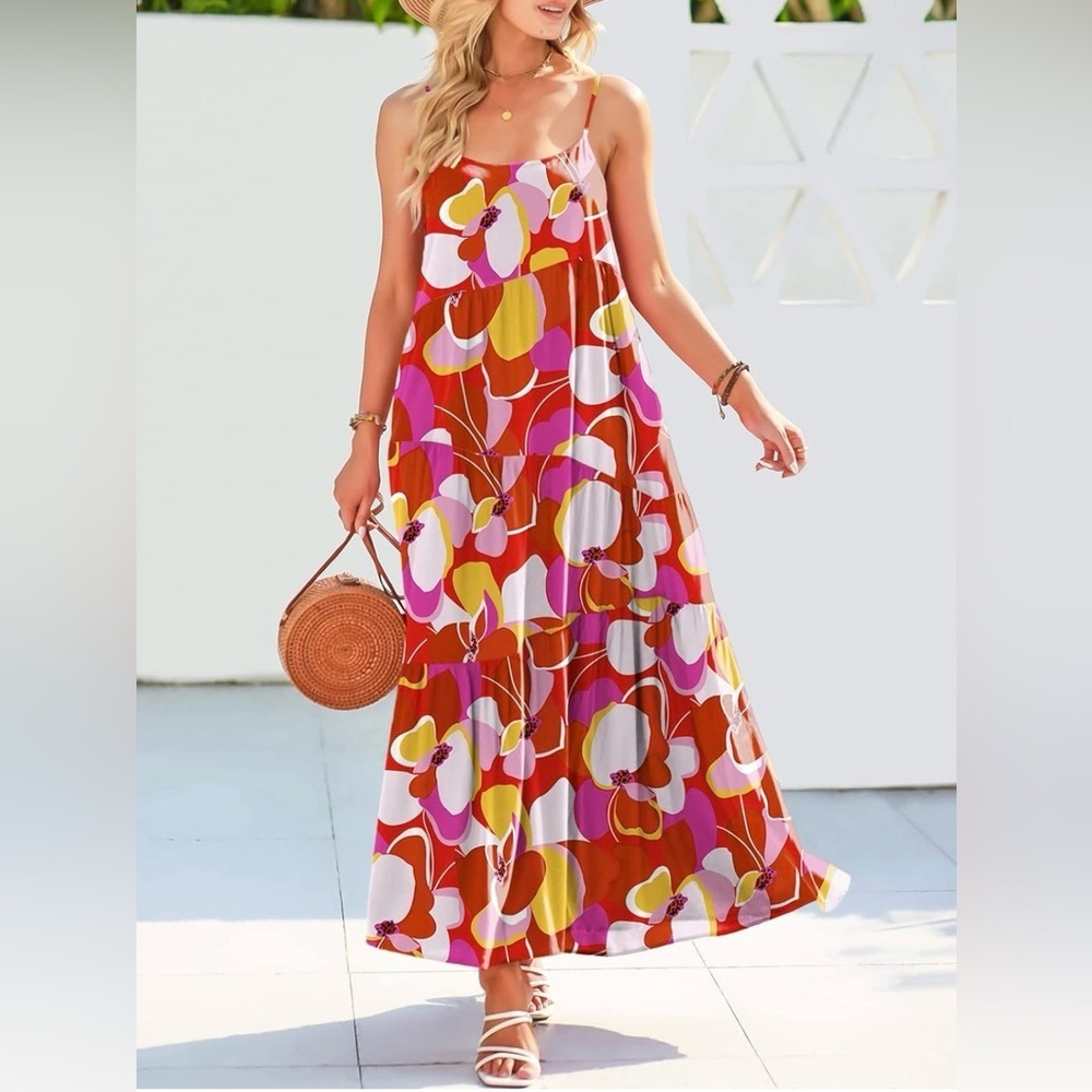 NWT ANRABESS Women Summer Casual Loose Sleeveless Sundress Spaghetti Strap - Picture 2 of 9